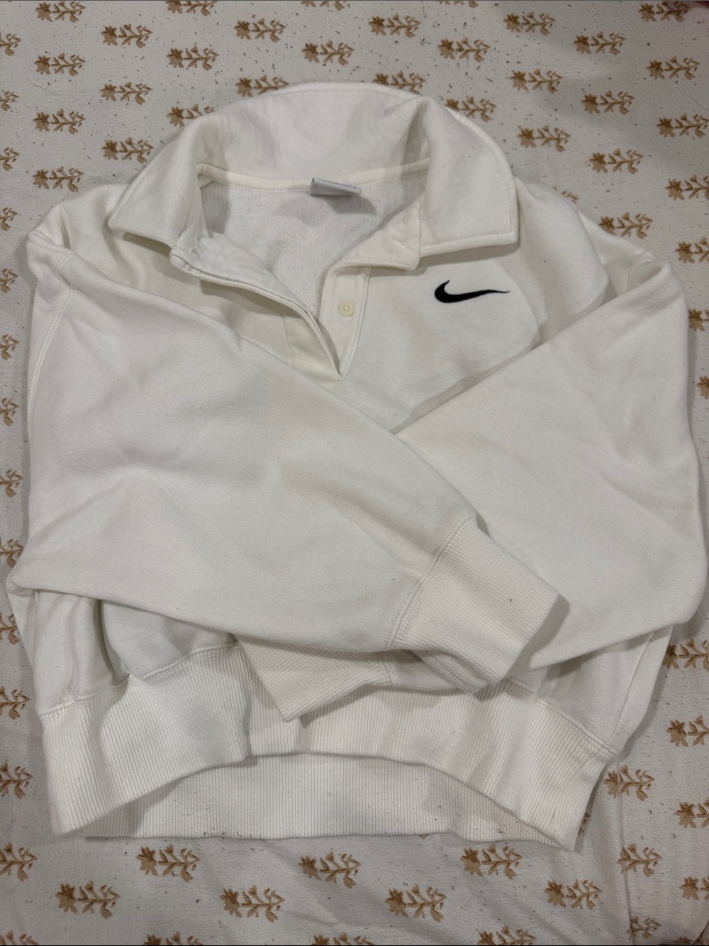 Nike White Crew Pullover Sweatshirt with Black Swoosh